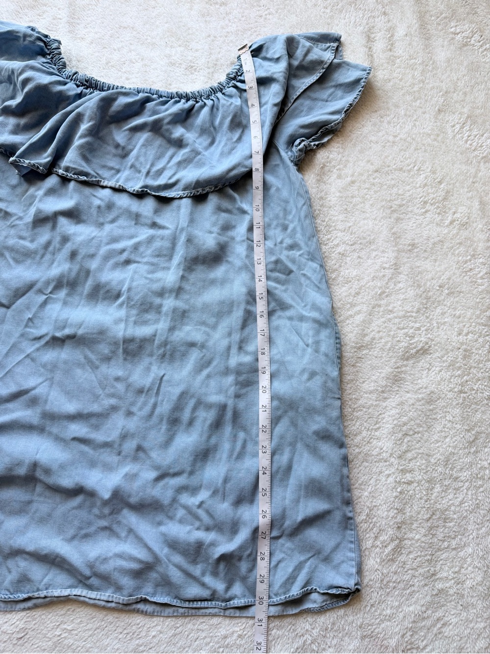 Zara Light Blue Off-Shoulder Ruffle Tunic - Picture 10 of 11
